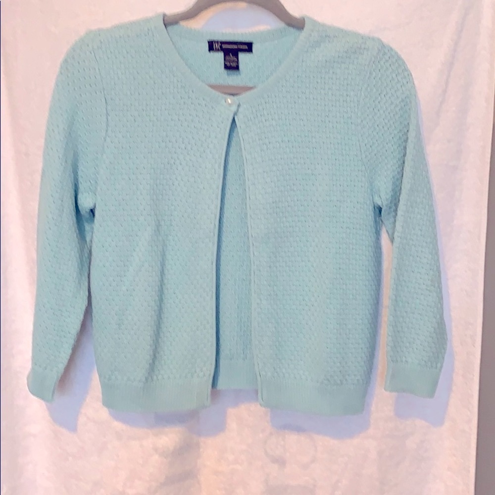 INC International Concepts Mint Green/ pale blue Knit Cardigan